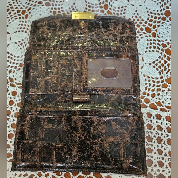Brahmin Dark Brown Croc-Embossed Wallet - Picture 2 of 6